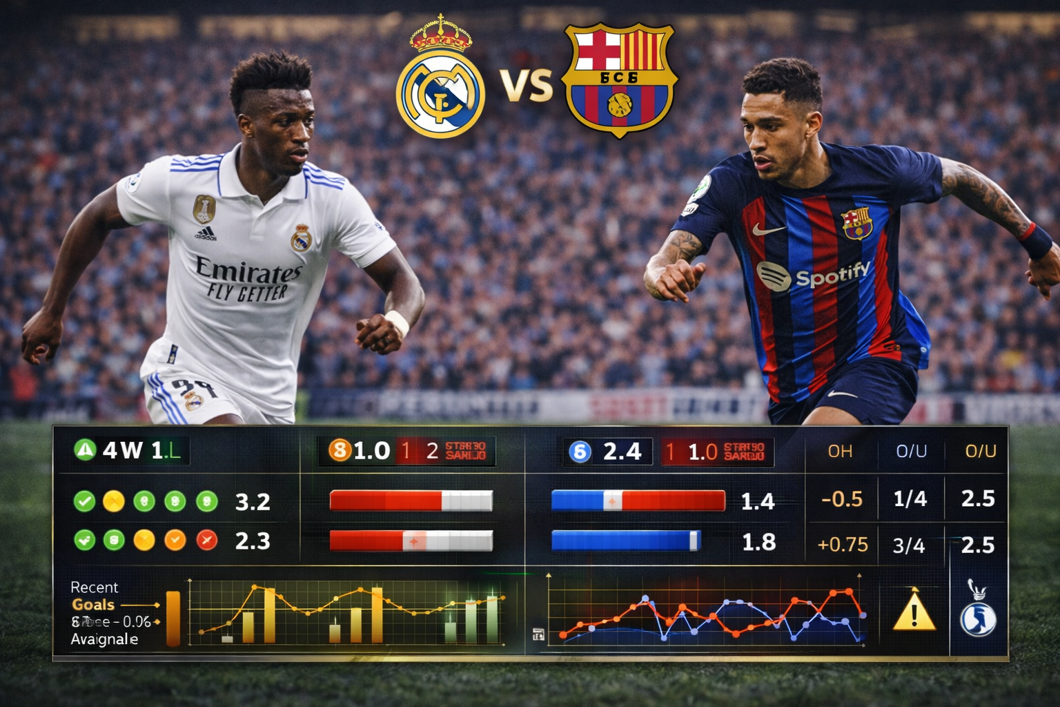 Bảng thống kê trận đấu Real Madrid vs Barcelona