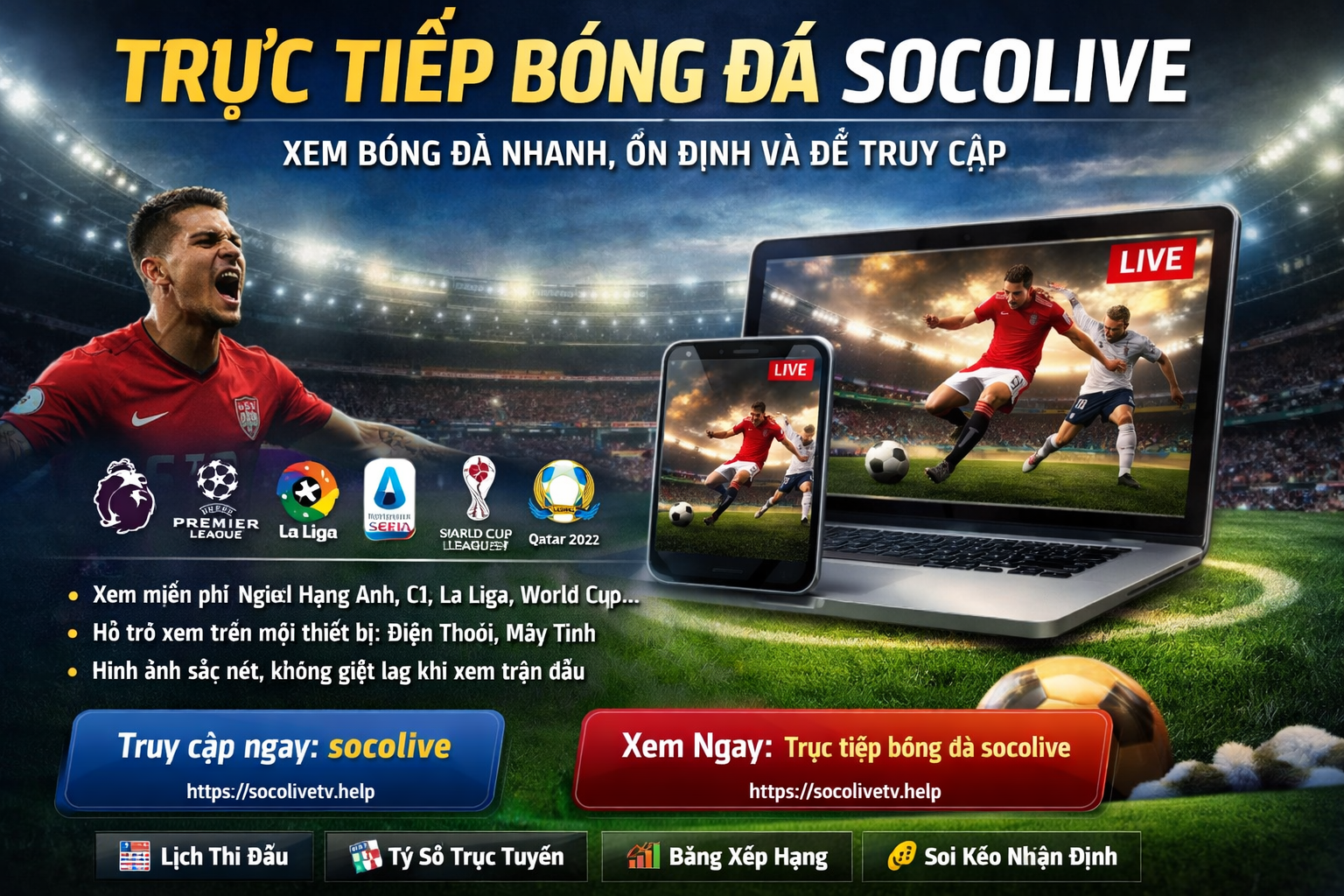 Trực tiếp bóng đá trên socolive